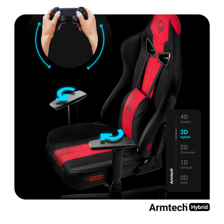 Fotel gamingowy Diablo X-Player 2.0 materiałowy King Size: Karmazynowo-antracytowy