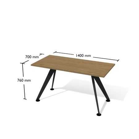 Biurko XAR-V3-7 -  szer 1400 gł 700 wys 760 mm ,   blat gr 25 mm w kolorze Dąb kamienny/ stelaż metalowy Grafit