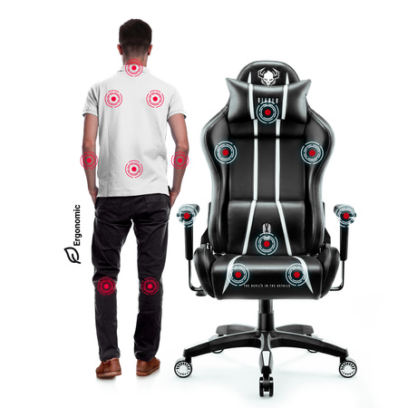 Fotel gamingowy Diablo X-One 2.0 King Size: Czarno-biały