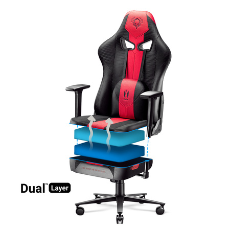 Fotel gamingowy Diablo X-Player 2.0 materiałowy King Size: Karmazynowo-antracytowy