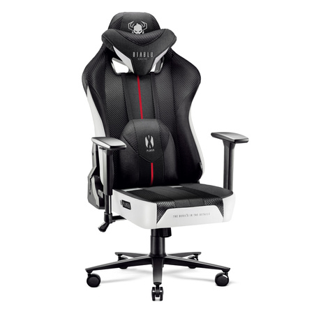 Fotel gamingowy Diablo X-Player 2.0 materiałowy King Size: Biało-czarny