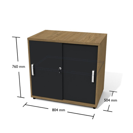 kontener Ktr1 -  szer 804 gł 504 wys 760 mm ,   blat gr 25 mm w kolorze  Dąb przybrzeżny