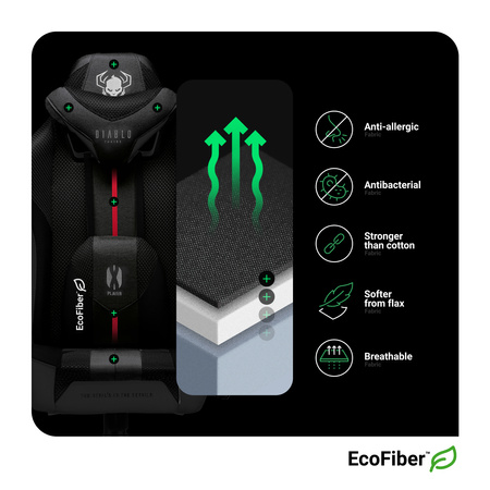 Fotel gamingowy Diablo X-Player 2.0 materiałowy Normal Size: Biało-czarny
