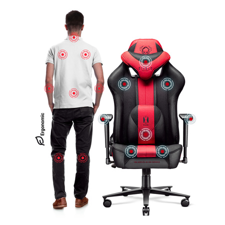Fotel gamingowy Diablo X-Player 2.0 materiałowy King Size: Karmazynowo-antracytowy