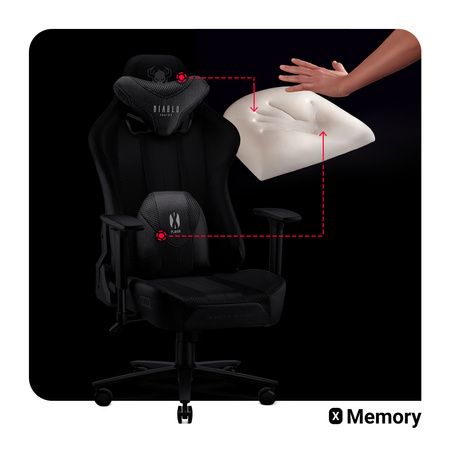 Fotel gamingowy Diablo X-Player 2.0 materiałowy King Size: Biało-czarny