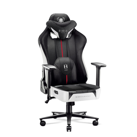 Fotel gamingowy Diablo X-Player 2.0 materiałowy Normal Size: Biało-czarny