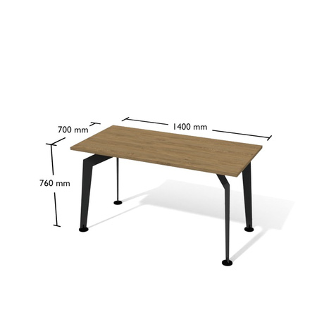 Biurko XAR-S3-7 -  szer 1400 gł 700 wys 760 mm ,  blat gr 25 mm w kolorze Dąb kamienny/ stelaż metalowy Grafit