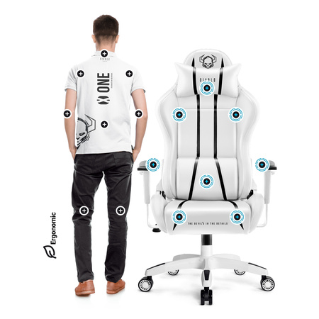 Fotel gamingowy Diablo X-One 2.0 Normal Size: Biało-czarny
