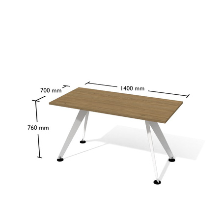Biurko XAR-V3-7 -  szer 1400 gł 700 wys 760 mm ,   blat gr 25 mm w kolorze Dąb kamienny/ stelaż metalowy Biały