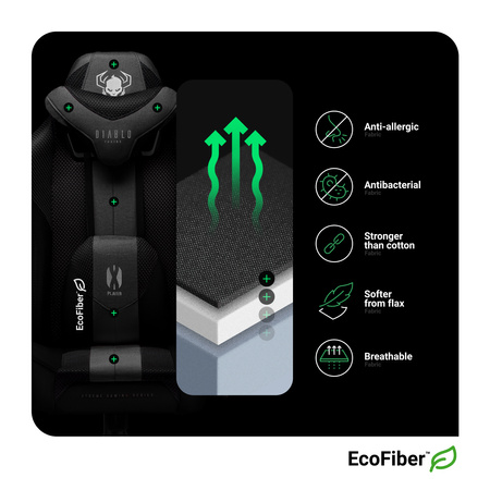 Fotel gamingowy Diablo X-Player 2.0 materiałowy King Size: Czarno-czarny