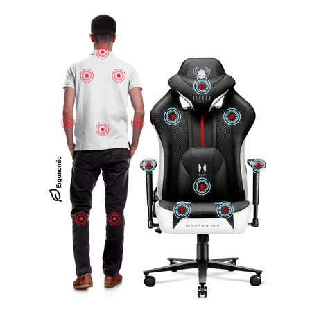 Fotel gamingowy Diablo X-Player 2.0 materiałowy King Size: Biało-czarny
