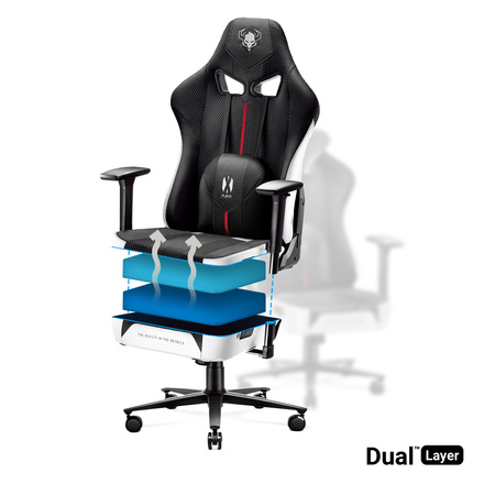 Fotel gamingowy Diablo X-Player 2.0 materiałowy King Size: Biało-czarny