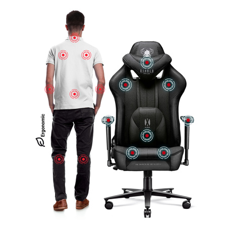 Fotel gamingowy Diablo X-Player 2.0 materiałowy King Size: Czarno-czarny