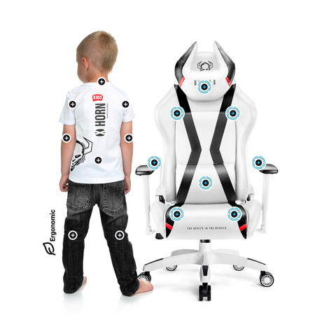 Fotel do biurka dla dziecka Diablo X-Horn 2.0 Kids Size biało-czarny