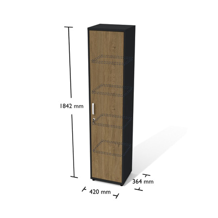 Regał Rt5k-  szer 420 gł 360 wys 1842 mm , Dąb kamienny